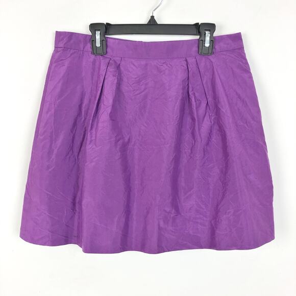 J.Crew Womens Mini Skirt Size 4 Purple Silk Semi Pleats Lightweight A-Line - Picture 1 of 8